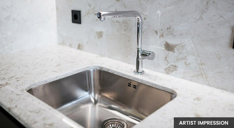 Granite Platform With Stainless Steel Sink