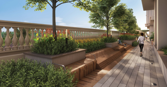 Wooden Seating & Jogging Track