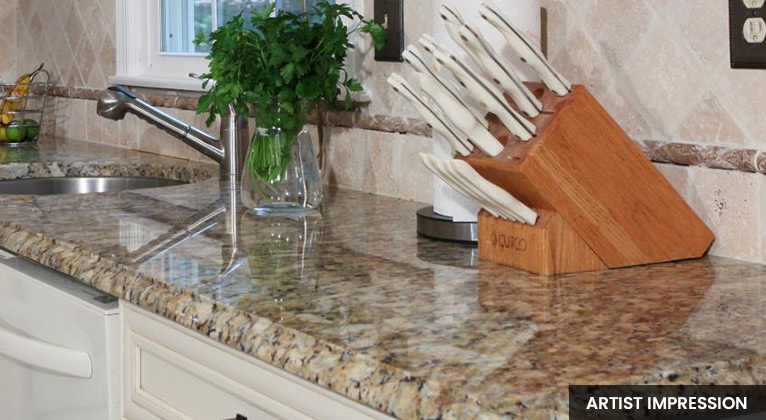 Granite Kitchen Platform With Stainless Steel Sink